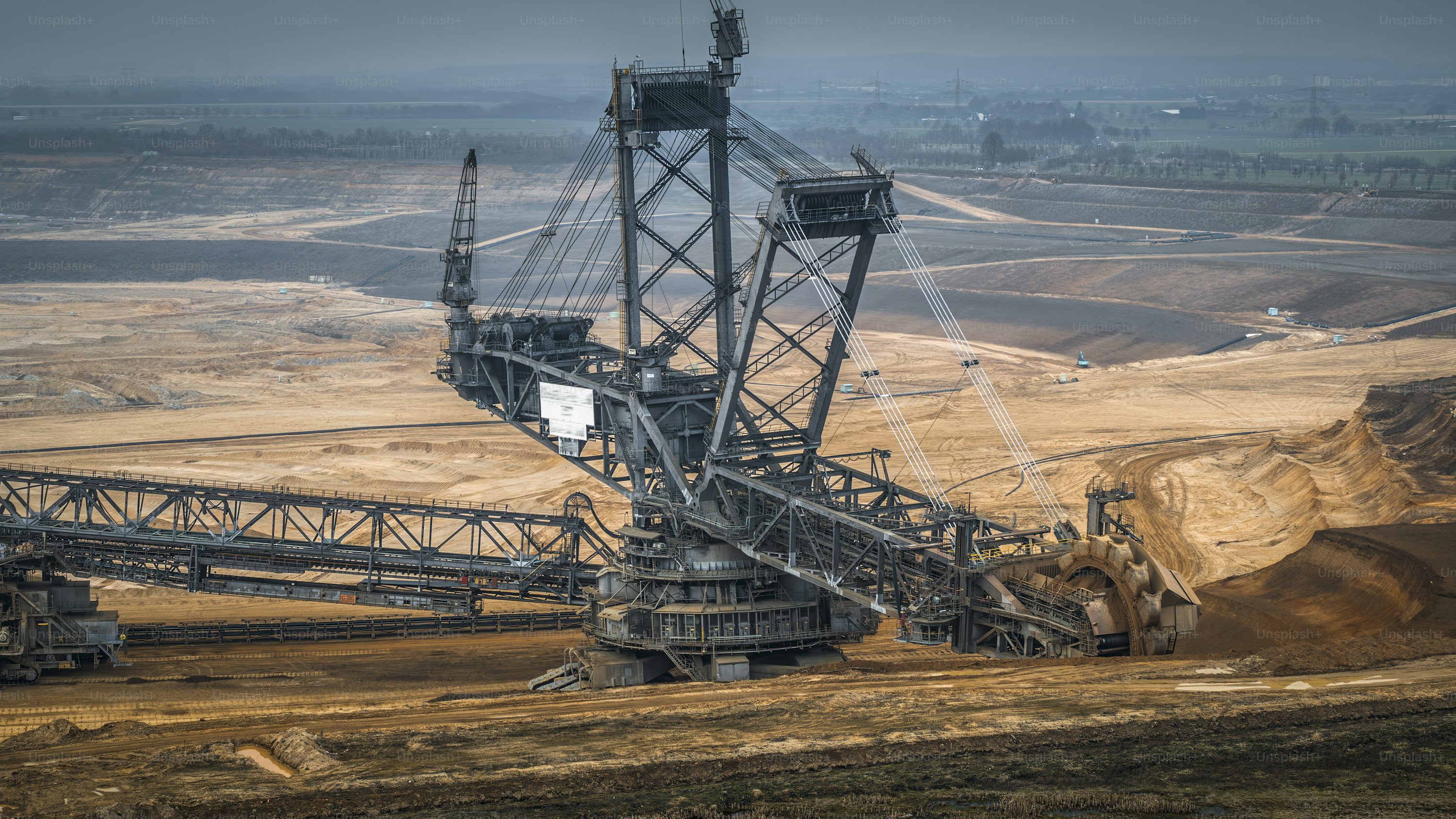 Aerial view of open-pit mining operation